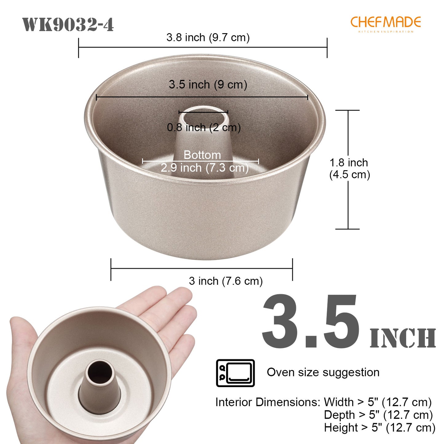 3.5" Mini Angel Food Pan Set 4Pcs