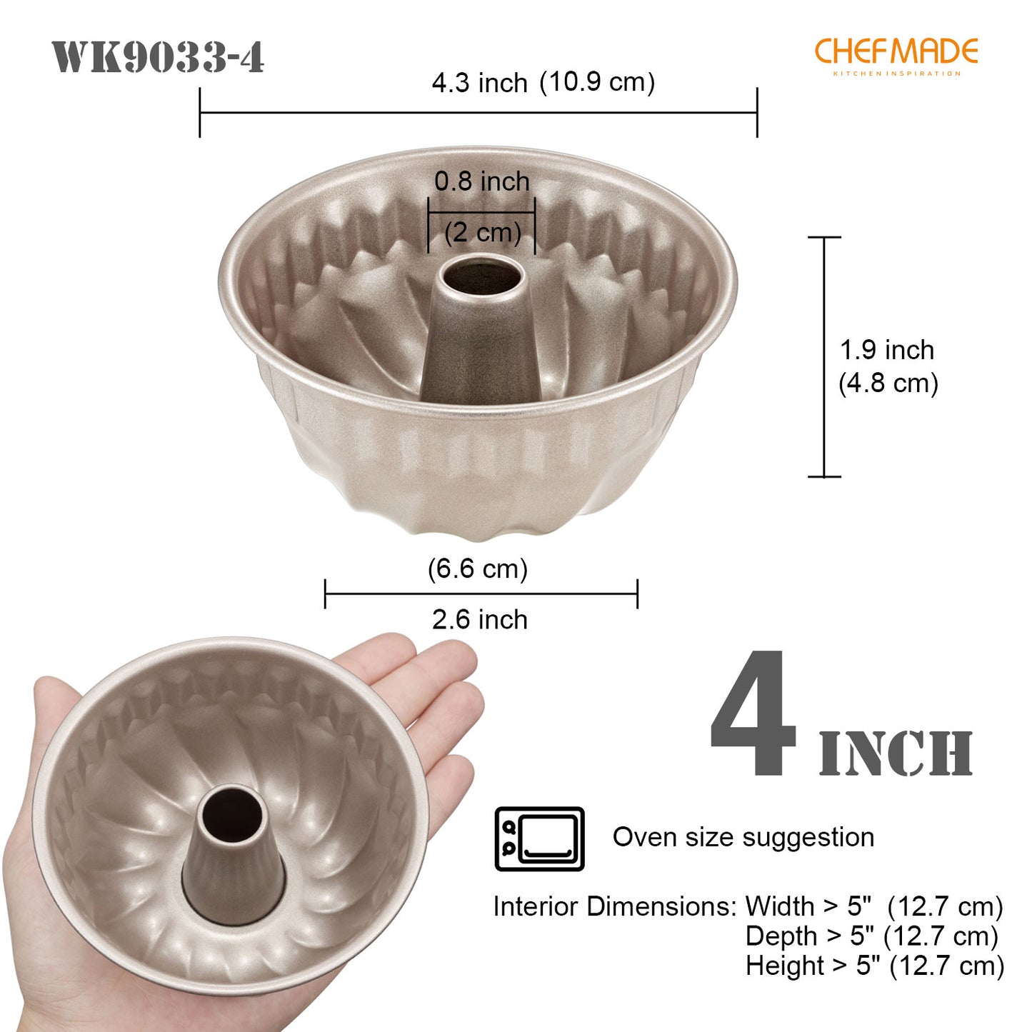 3.5" Mini Angel Food Pan Set 4Pcs