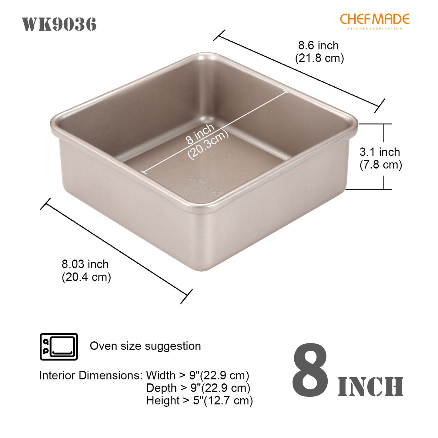 8" Square Cake Pan with Removable Bottom