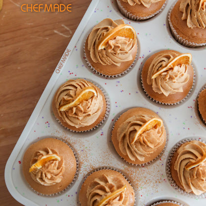 Silicone Muffin Pan for Baking with Metal Reinforced Frame, 12 Cup Regular Size Cupcake Pan