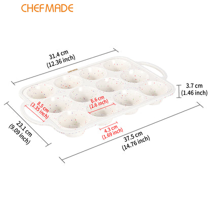 Silicone Muffin Pan for Baking with Metal Reinforced Frame, 12 Cup Regular Size Cupcake Pan