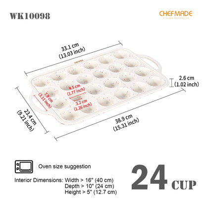 Silicone Muffin Pan for Baking with Metal Reinforced Frame, 24 Cup Regular Size Cupcake Pan
