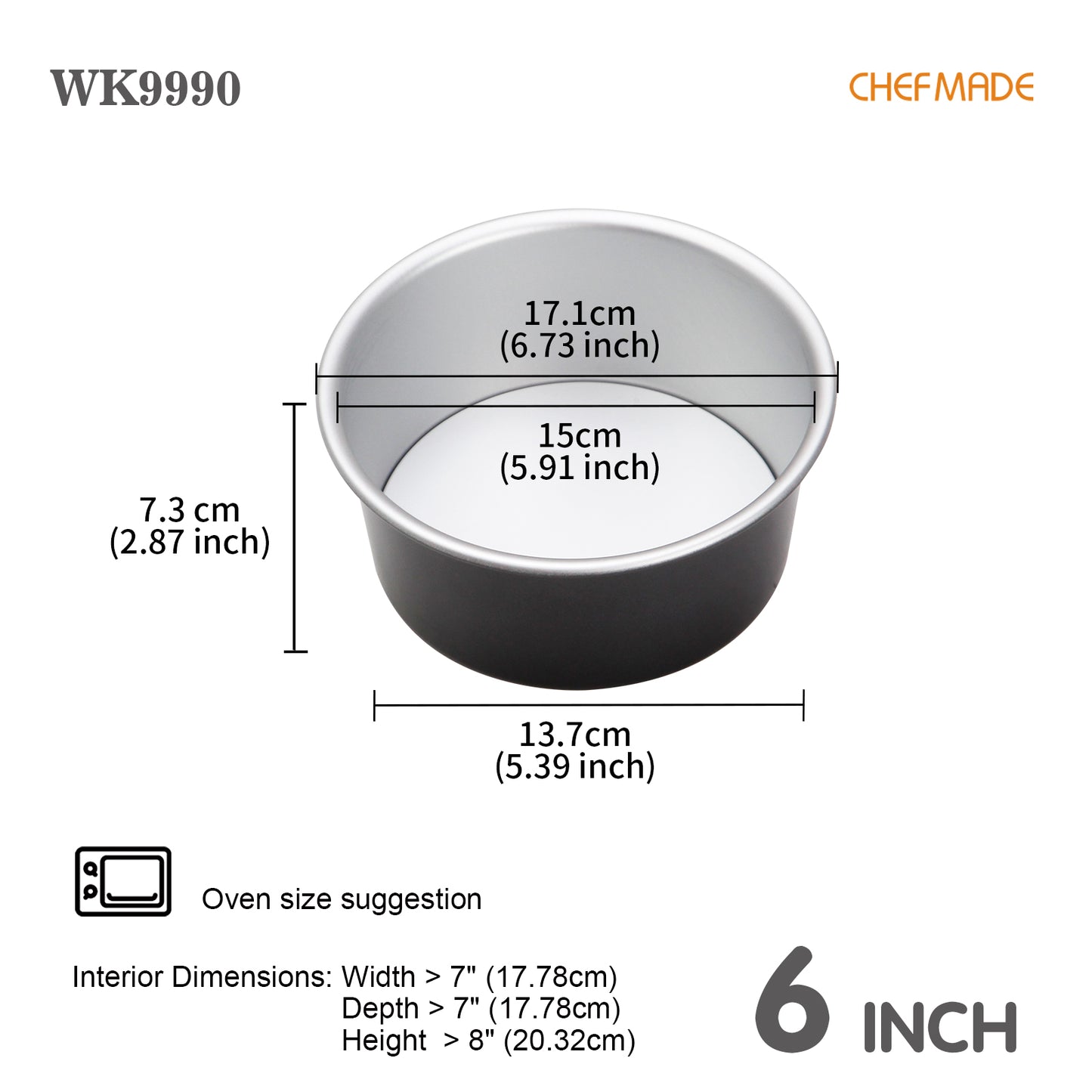 6-Inch with Removable Loose Bottom Chiffon Bakeware(Black)