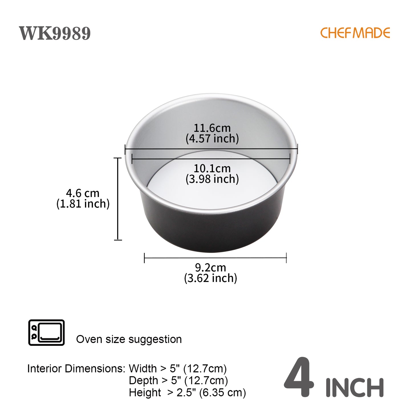 4-Inch with Removable Loose Bottom Chiffon Bakeware(Black)