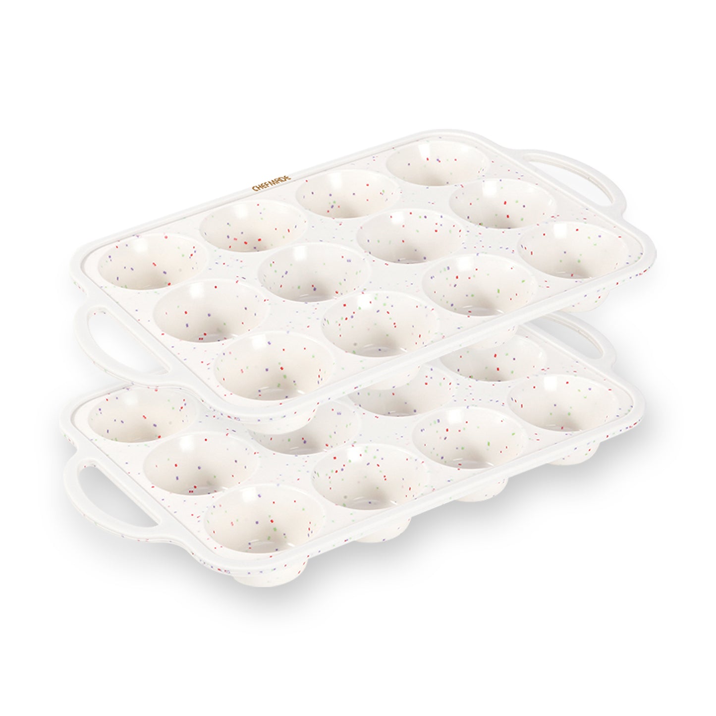 Silicone Muffin Pan for Baking with Metal Reinforced Frame, 12 Cup Regular Size Cupcake Pan
