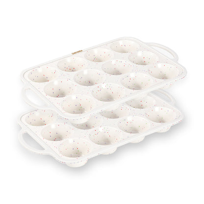 Silicone Muffin Pan for Baking with Metal Reinforced Frame, 12 Cup Regular Size Cupcake Pan