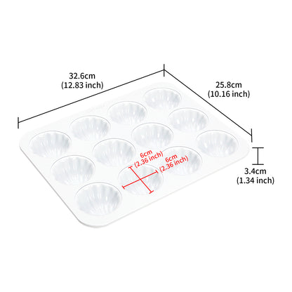 Madeline Cake Pan Oval Shell 12 Well（White）