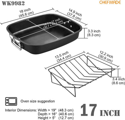 17" Turkey Roaster Lasagna Pan with V Rack