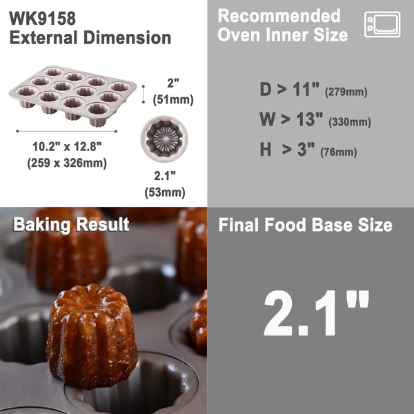 Cannele Mold 12 Well (black) - CHEFMADE official store