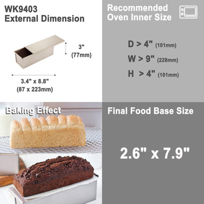 3" x 8" Flat Toast Box (300G Dough Capacity)