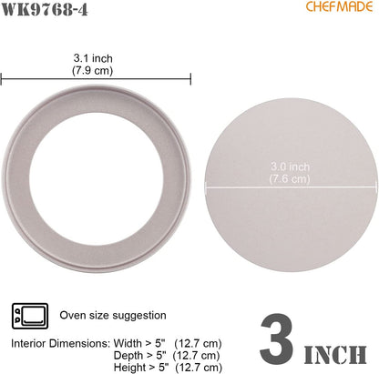 3" Round Tart Pan Set with Removable Bottom 4Pcs