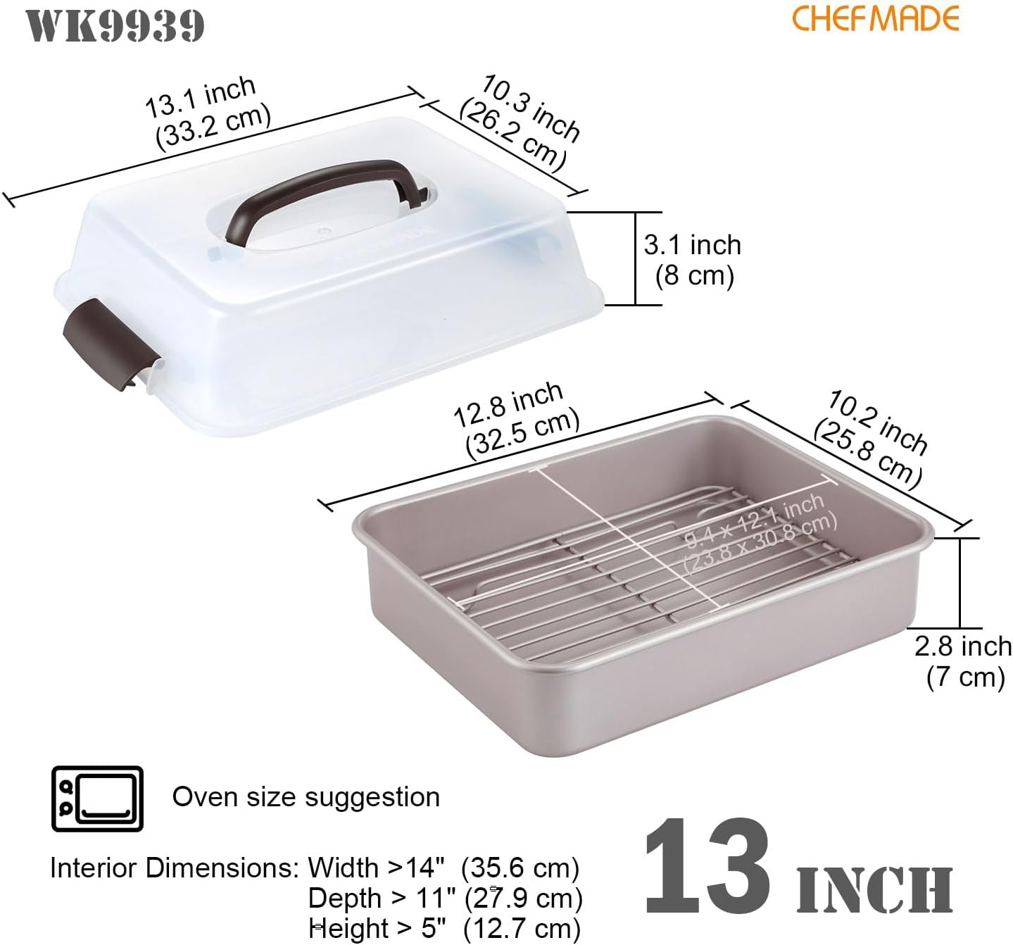 9" x 13" Roasting Pan with Rack and Lid