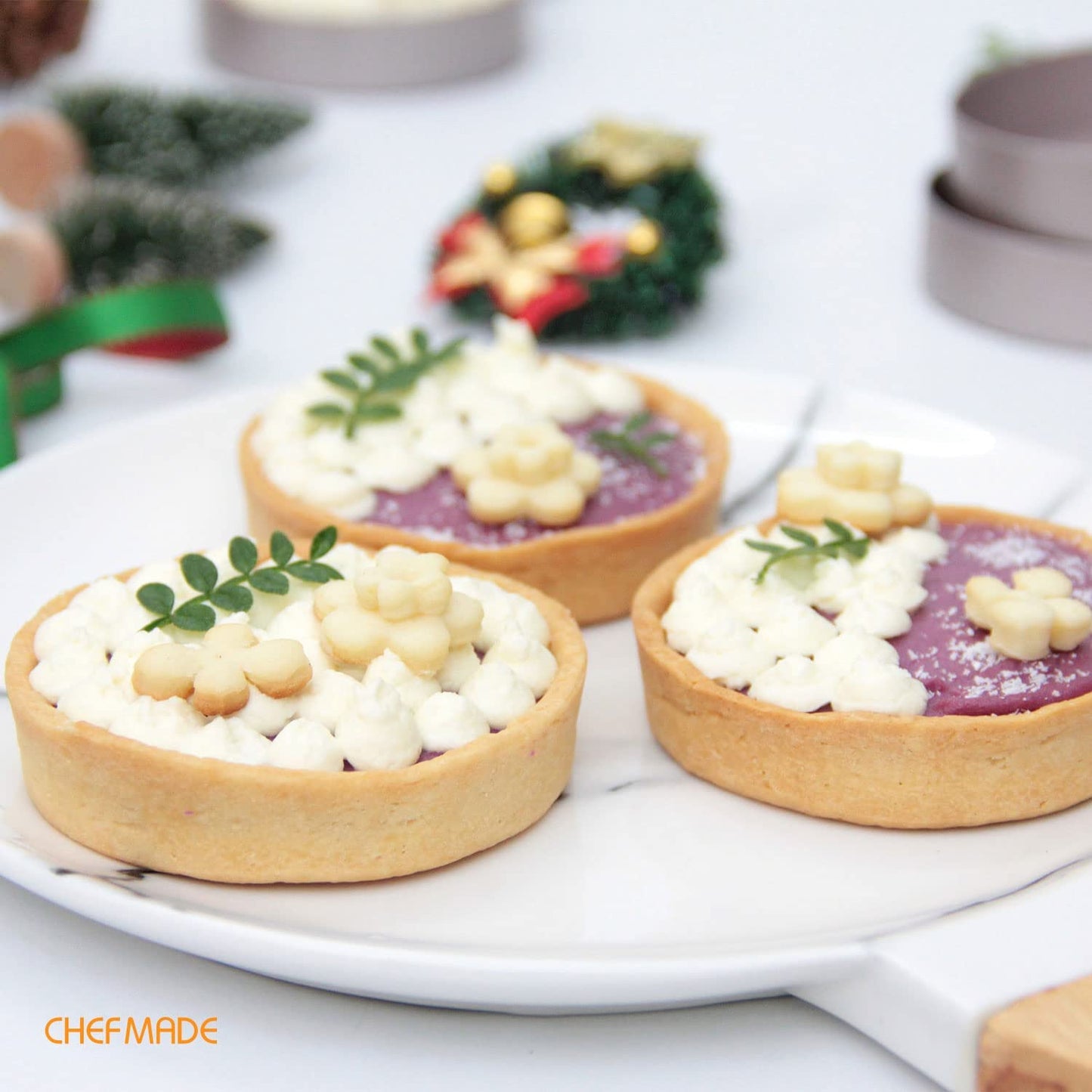 3" Round Tart Pan Set with Removable Bottom 4Pcs