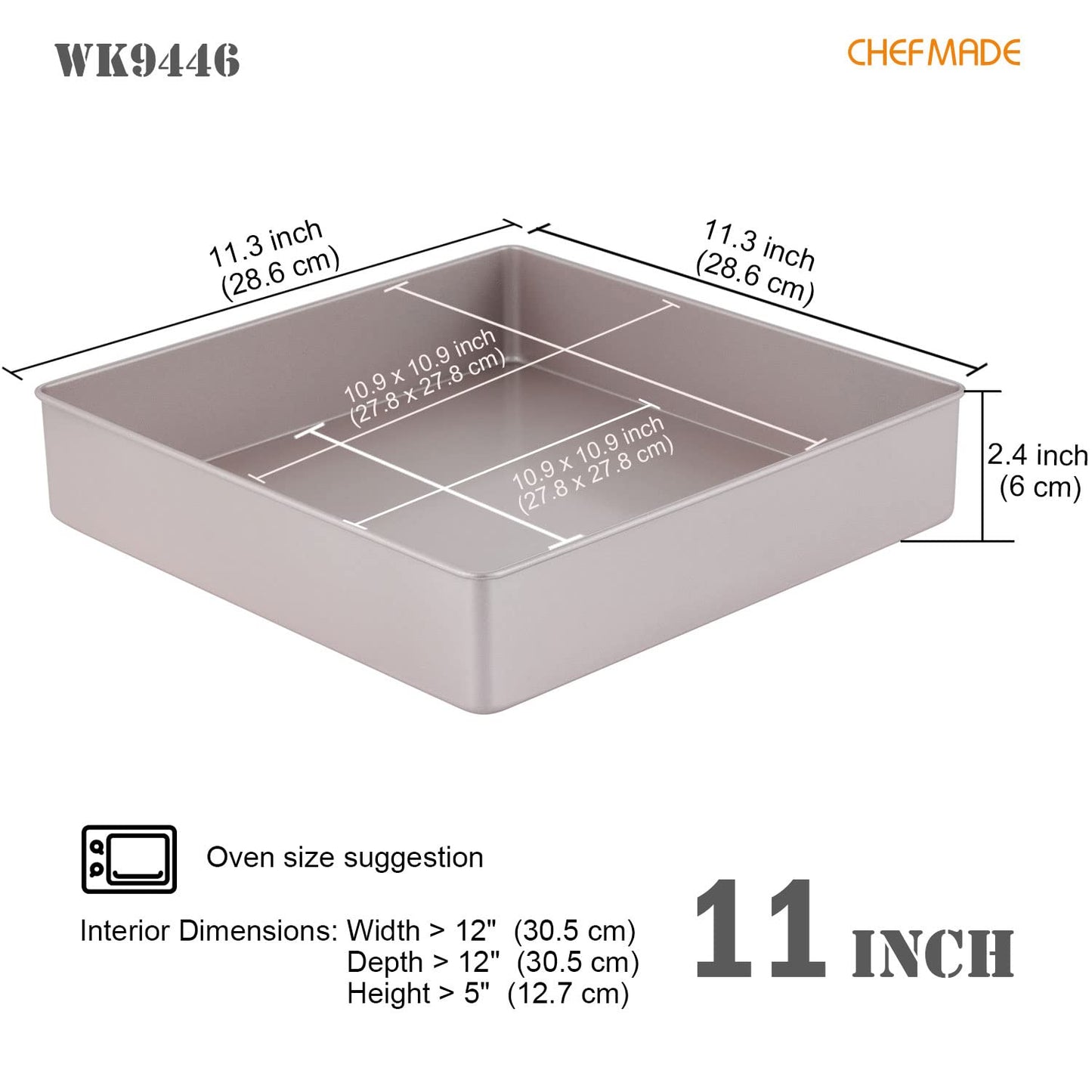 11.2" x 11.2" Square Deep Roasting Pan