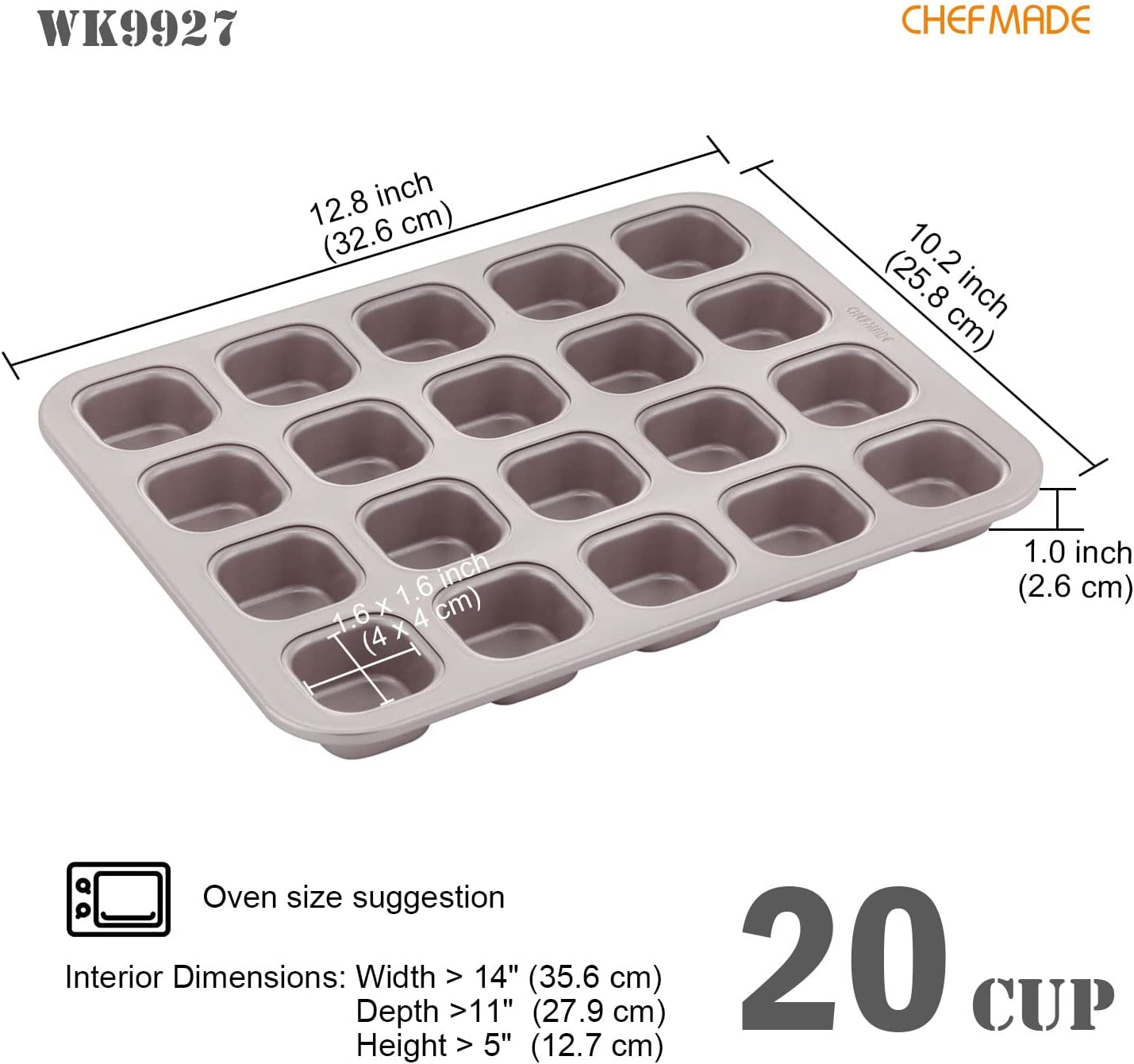 Mini Brownie Cake Pan Square 20 Well