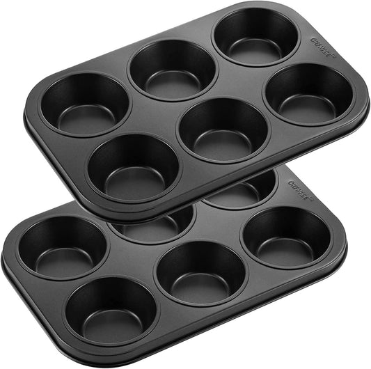 Muffin Pan 6 Well 2 Pcs ( Black )