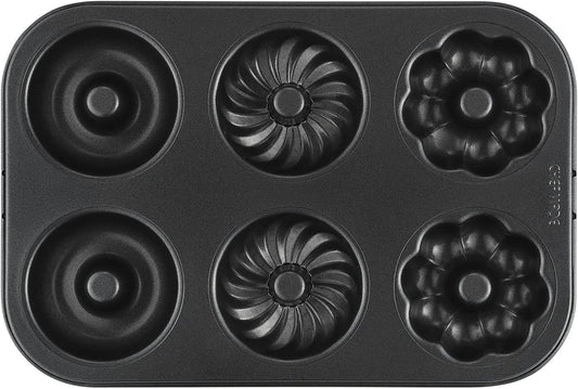 Donut Cake Pan Fancy-Shaped 6 Well ( Black )