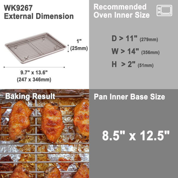9" x 13" Shallow Roasting Pan with Rack CHEFMADE official store
