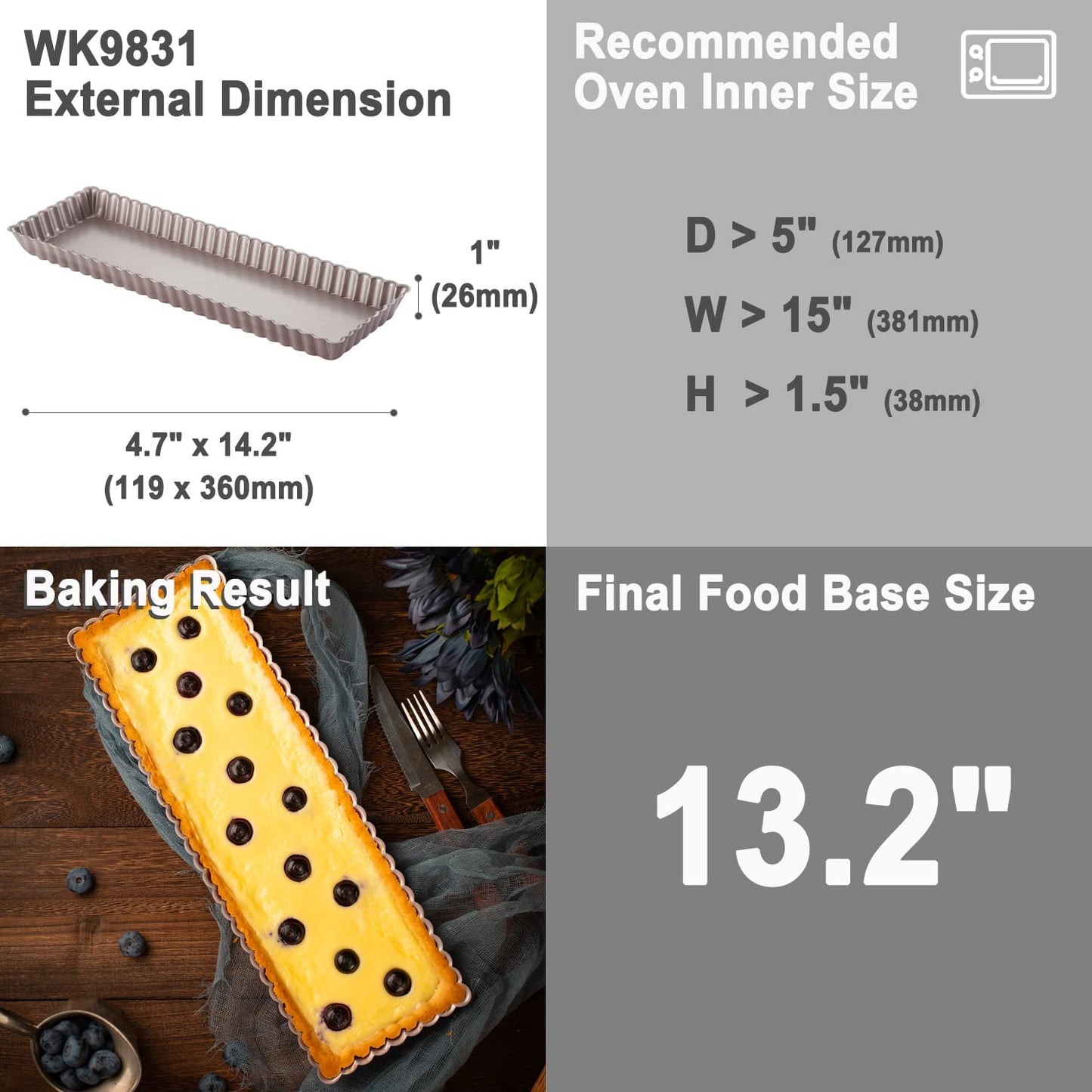 14" Rectangle Tart Pan with Removable Bottom