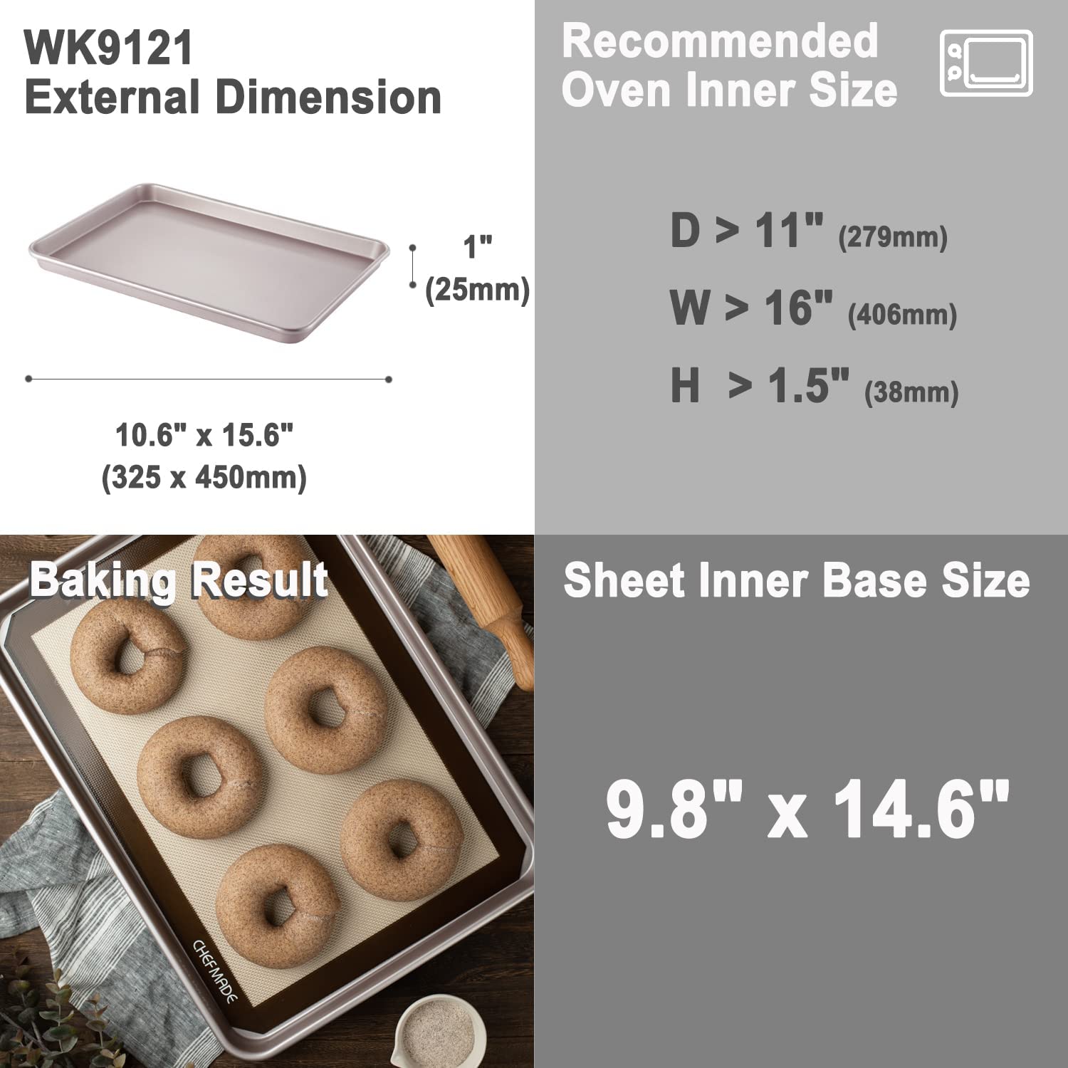 15x10 Inches Carbon Steel Nonstick Baking Sheet