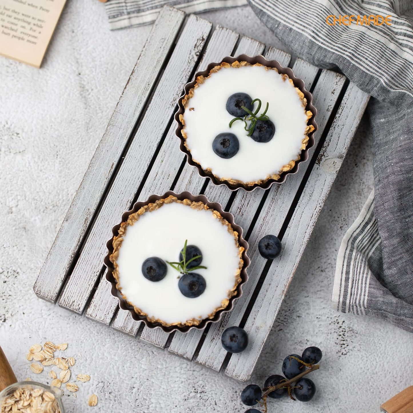 4" Round Tart Pan Set with Removable Bottom 4Pcs