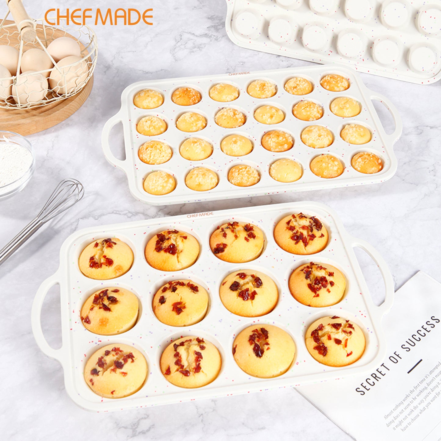 Silicone Muffin Pan for Baking with Metal Reinforced Frame, 12 Cup Regular Size Cupcake Pan