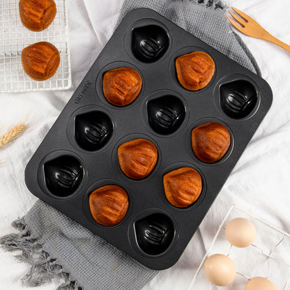 Chestnut-Shaped Cake 12 Well (Black)