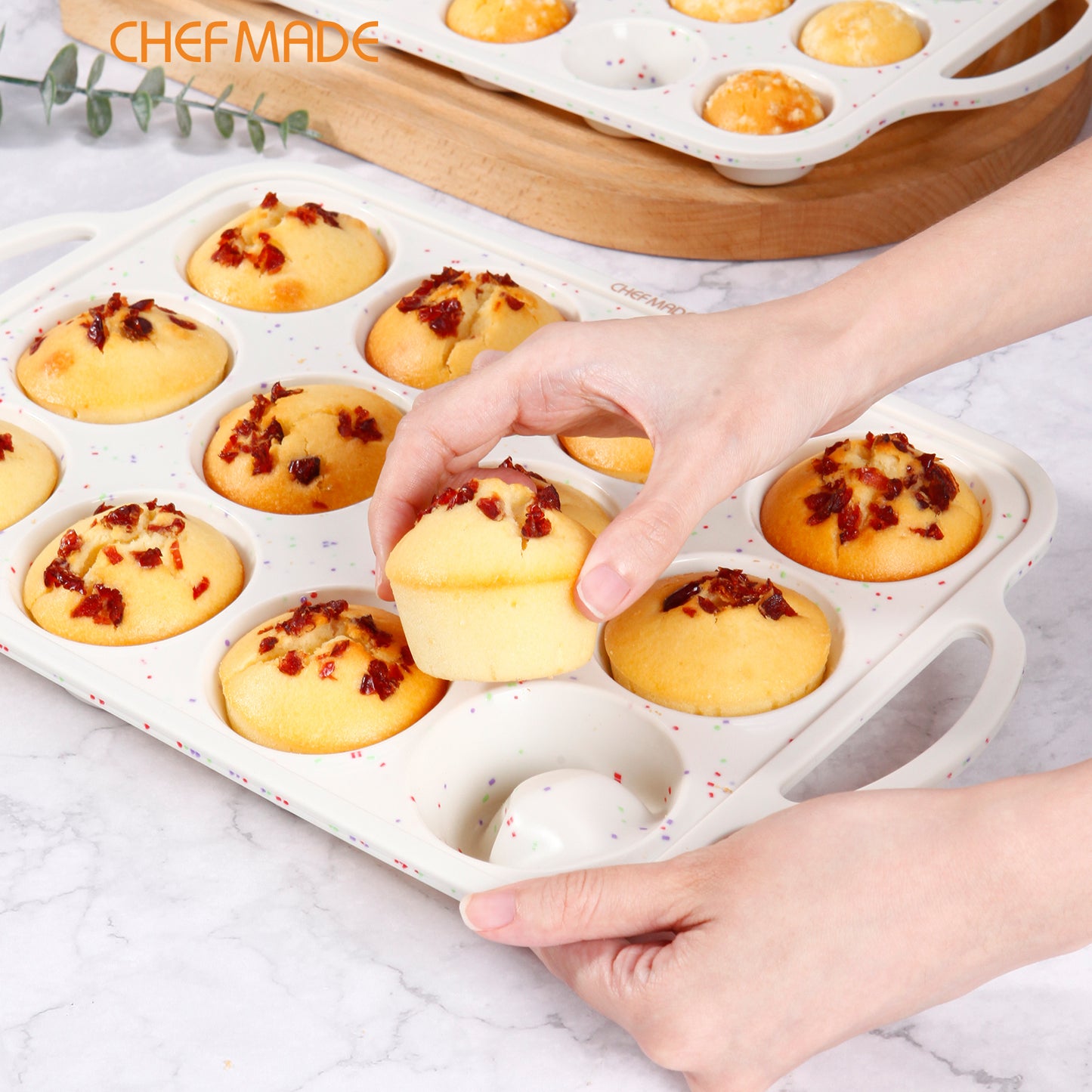 Silicone Muffin Pan for Baking with Metal Reinforced Frame, 24 Cup Regular Size Cupcake Pan
