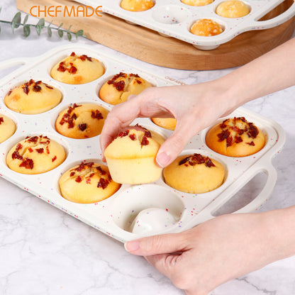 Silicone Muffin Pan for Baking with Metal Reinforced Frame, 24 Cup Regular Size Cupcake Pan