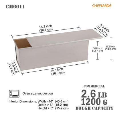 5.2" x 15.2" Commercial Flat Toast Box (1200G Dough Capacity)