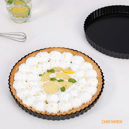 9.5-Inch Round Tart Pan with Removable Loose Bottom (Black)