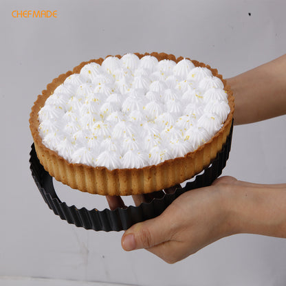 9.5-Inch Round Tart Pan with Removable Loose Bottom (Black)