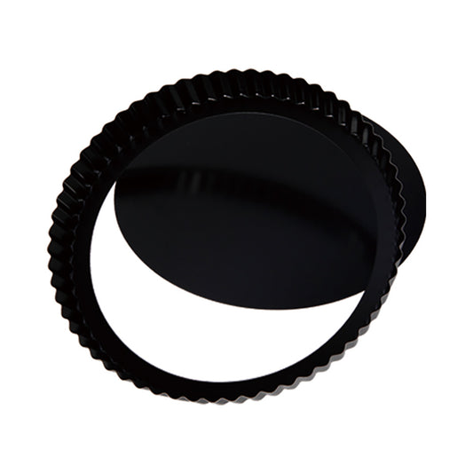 9.5-Inch Round Tart Pan with Removable Loose Bottom (Black)