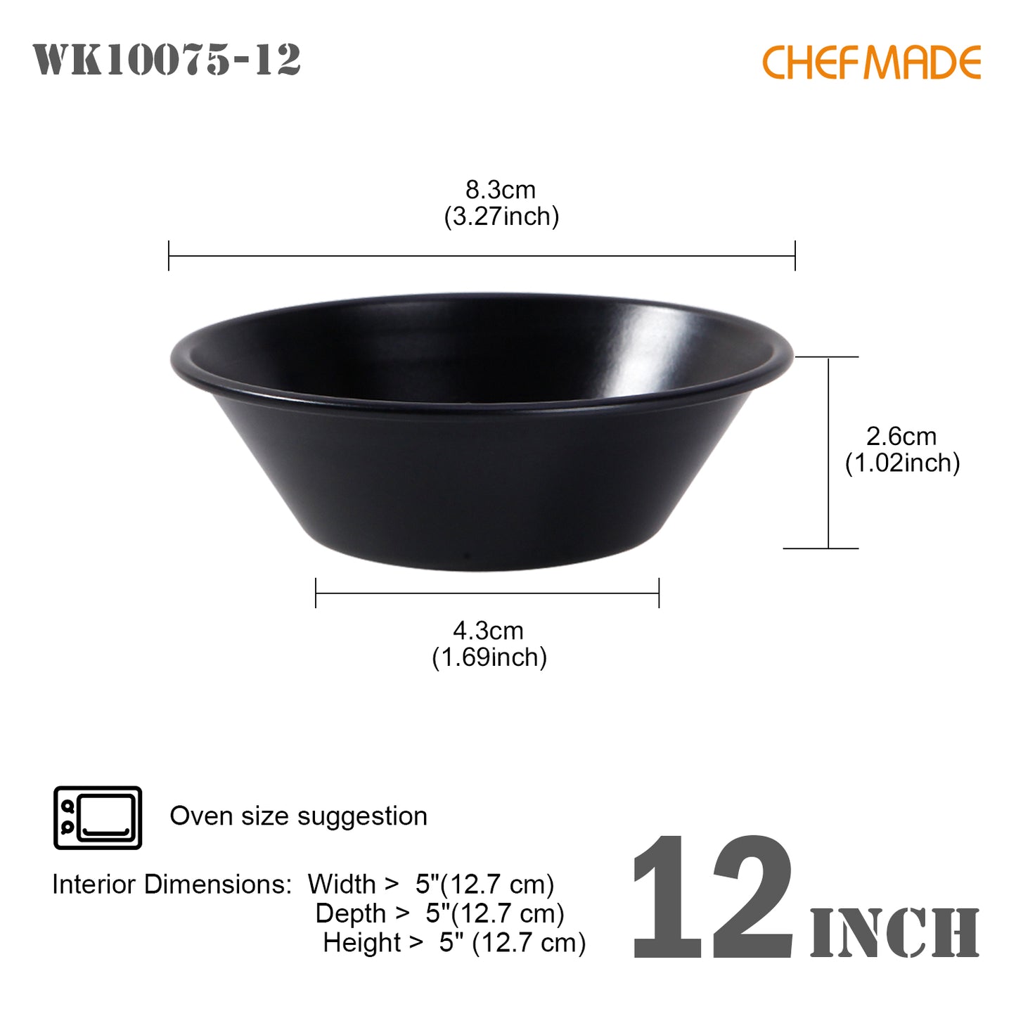 3" 12Pcs Round Tart Pan Set(Black)