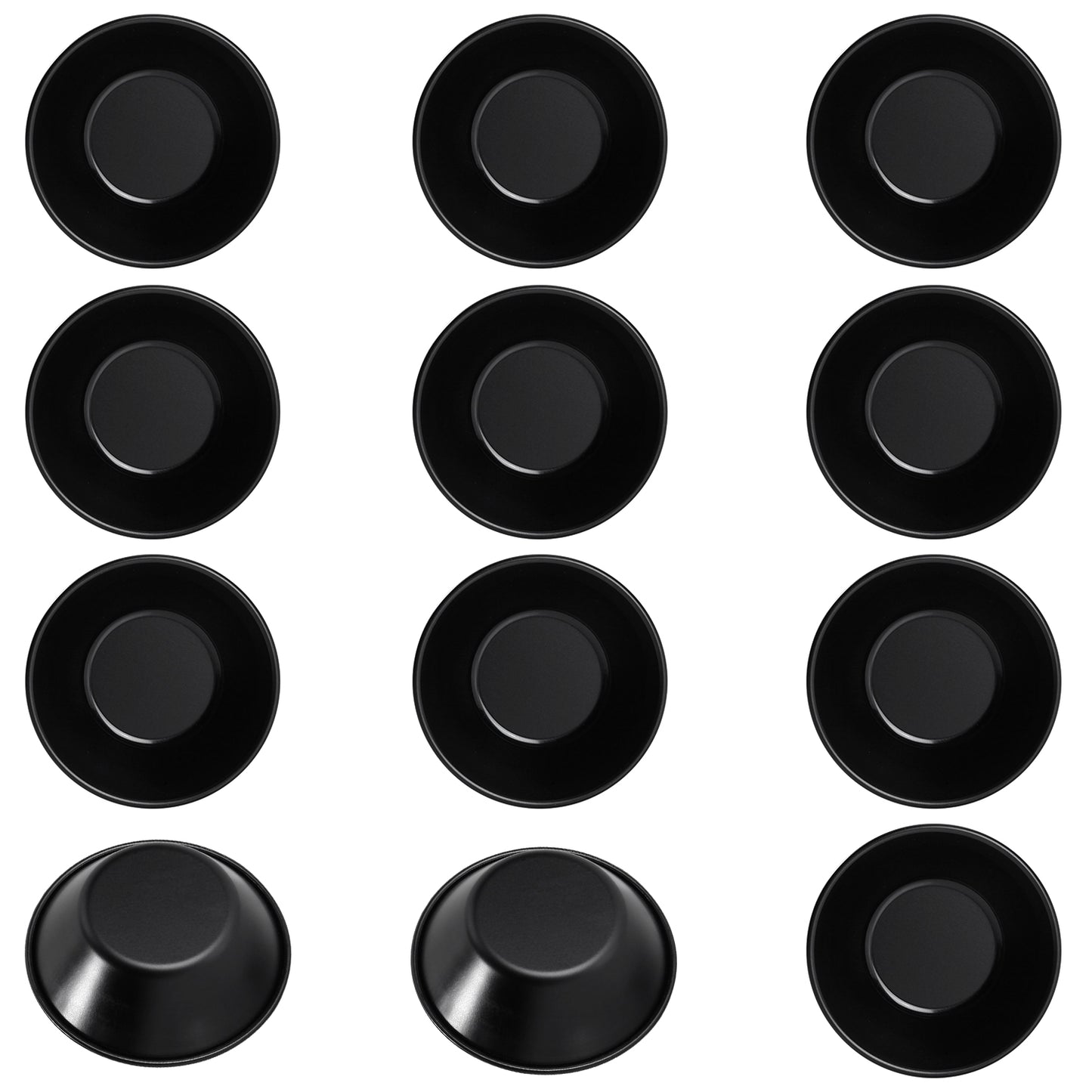 3" 12Pcs Round Tart Pan Set(Black)