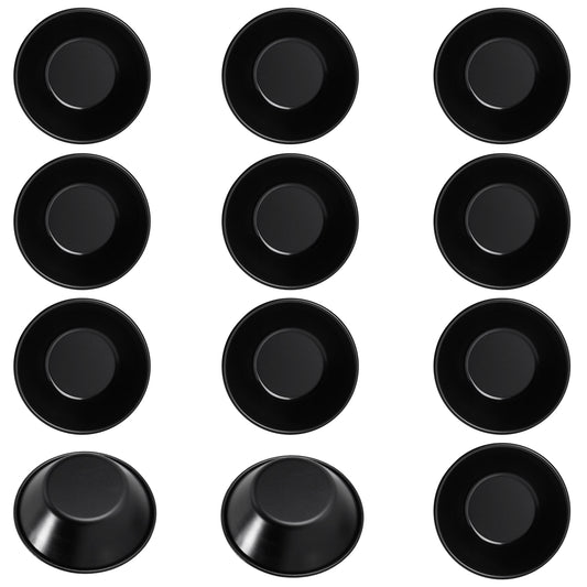 3" 12Pcs Round Tart Pan Set(Black)