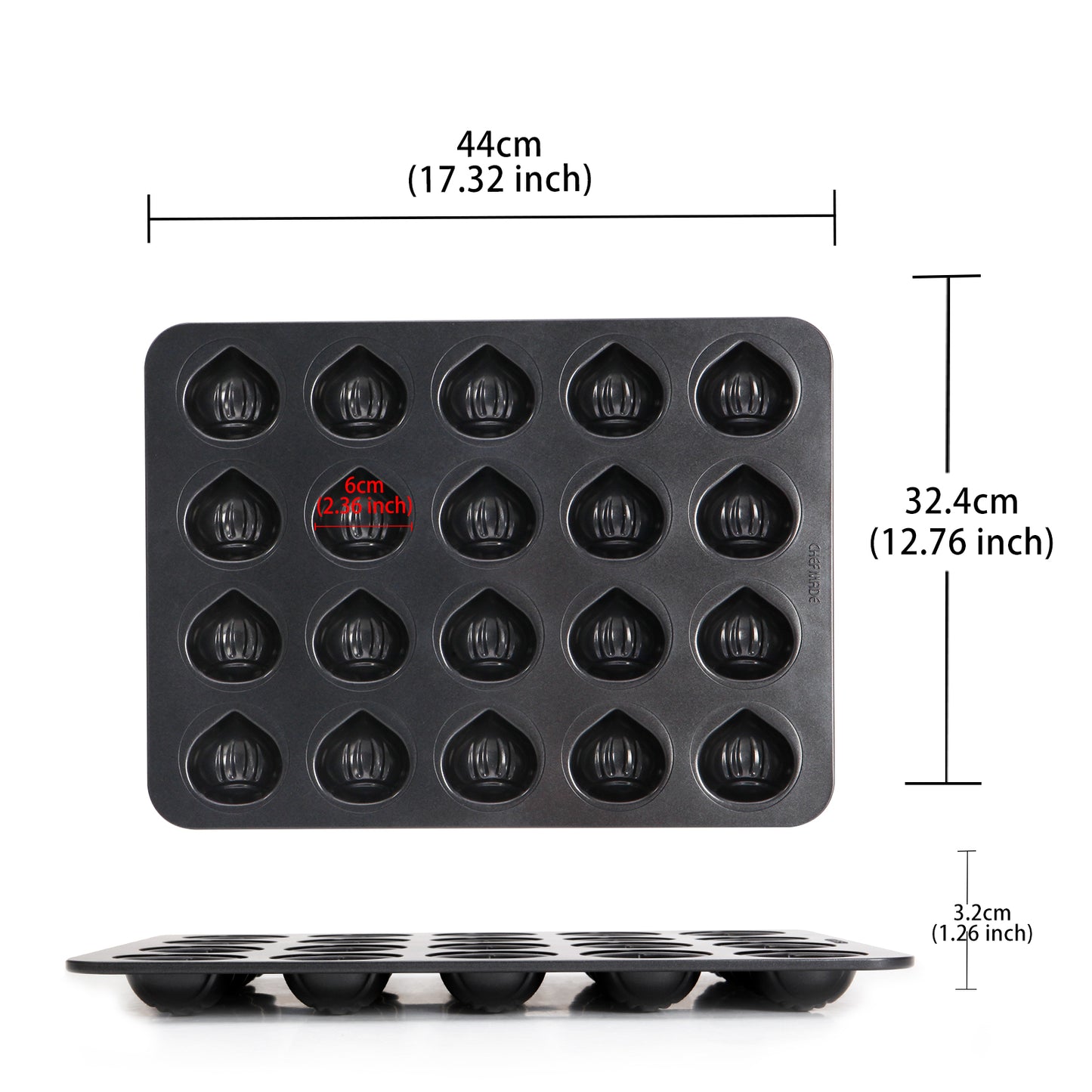 Chestnut-Shaped Cake 20 Well (Black)