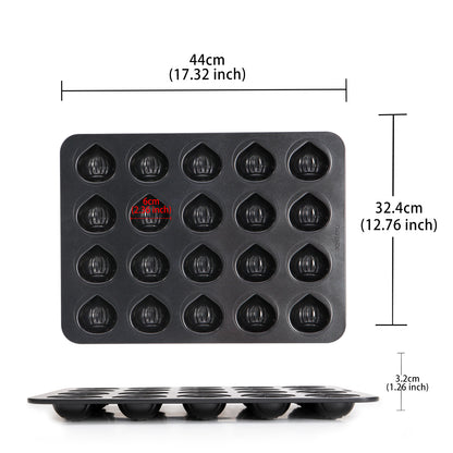 Chestnut-Shaped Cake 20 Well (Black)