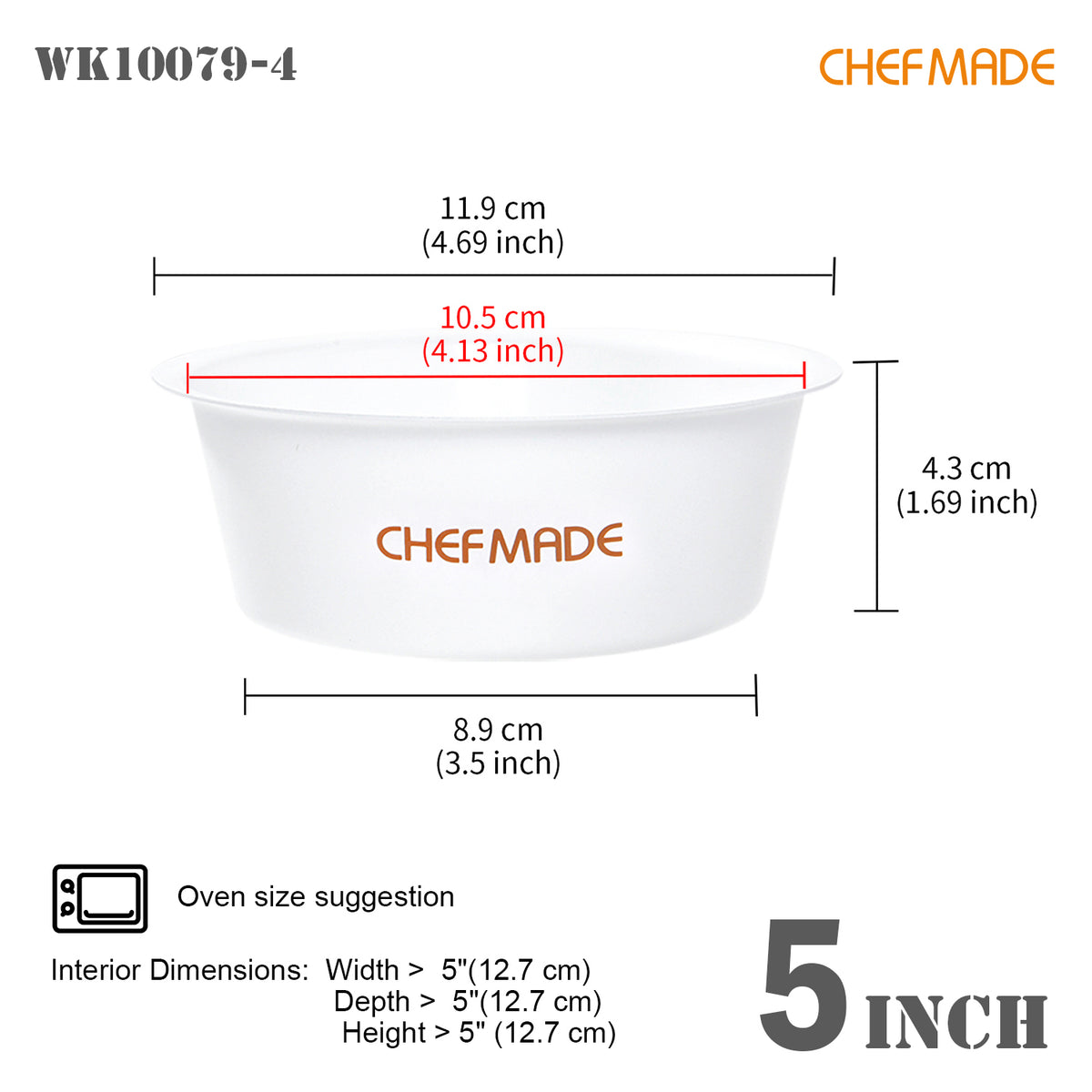 4Pcs 4" Non-Stick Round Cake Pan for Oven Baking（White）
