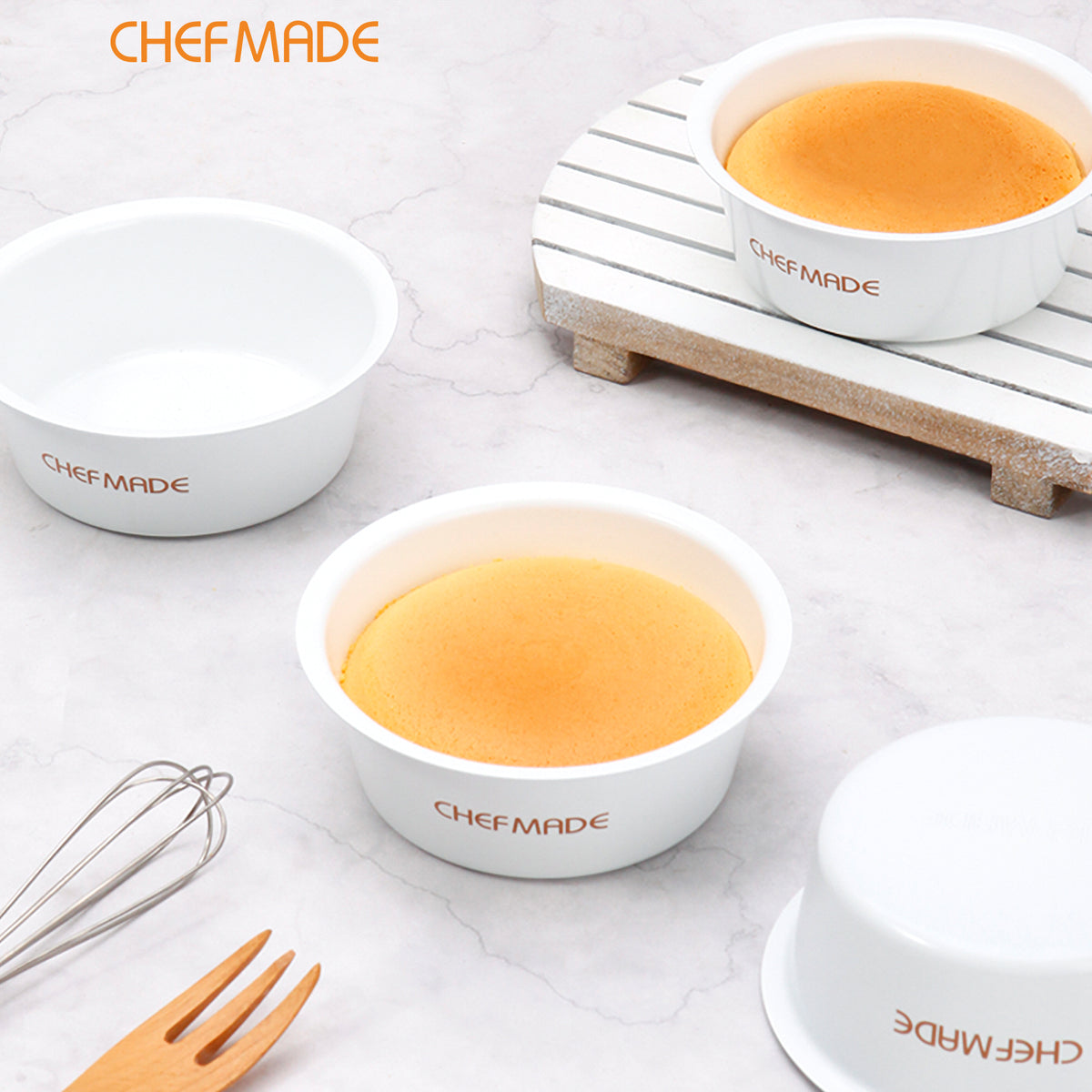 4Pcs 4" Non-Stick Round Cake Pan for Oven Baking（White）