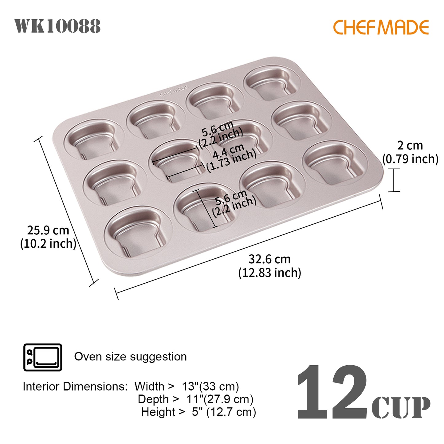 12 Cup Non-stick Toast Shape  Cake Pan