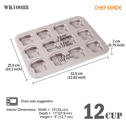 12 Cup Non-stick Toast Shape  Cake Pan