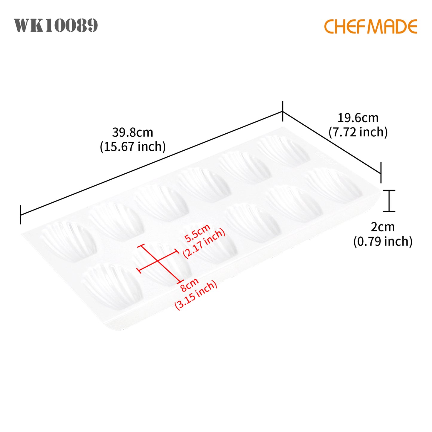 Madeline Cake Pan Oval Shell 12 Well（White）