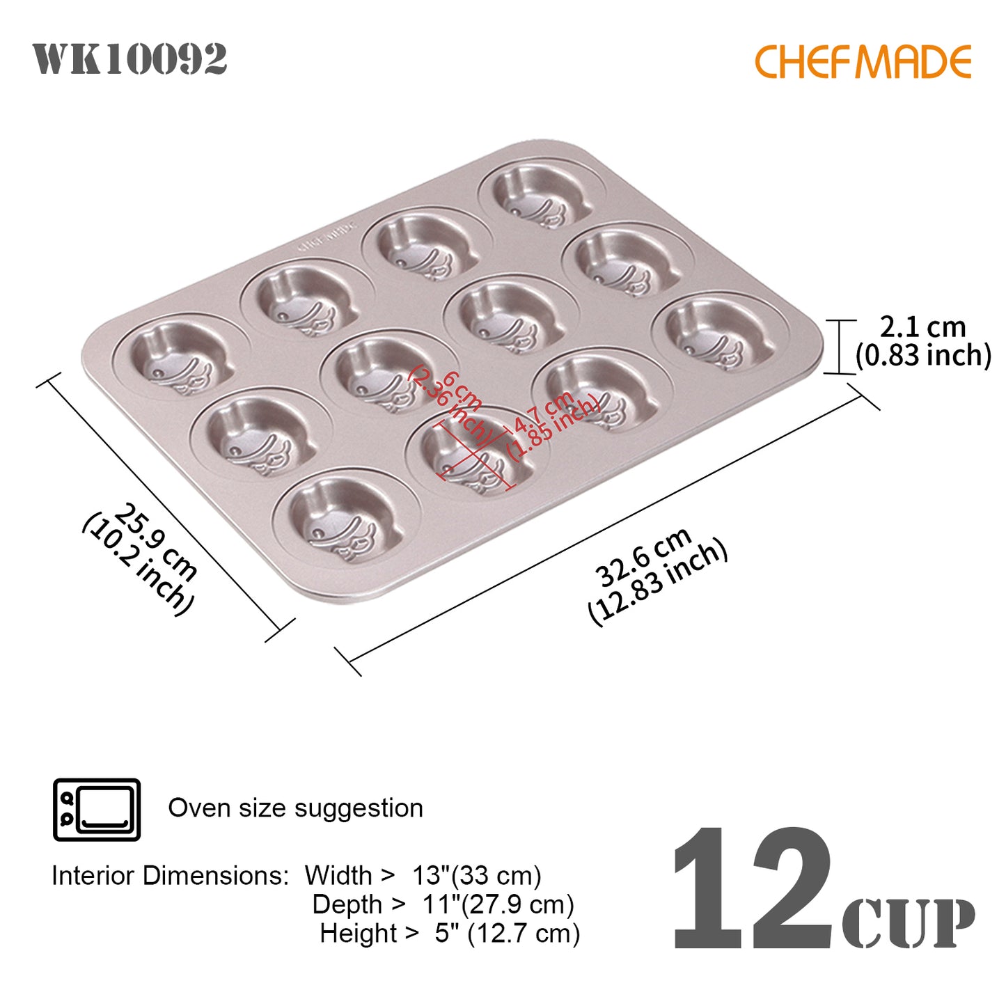 12 Cup Non-stick Fish Shape  Cake Pan