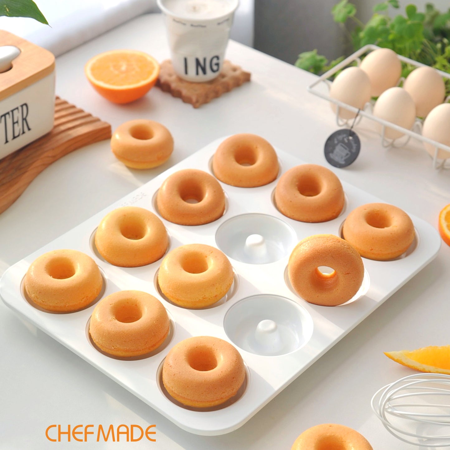 12Cup Non-Stick Donut Pan（White）