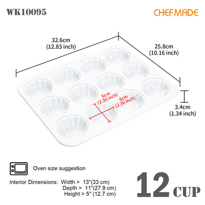 Madeline Cake Pan Oval Shell 12 Well（White）