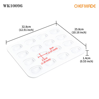Madeline Cake Pan Oval Shell 16 Well（White）