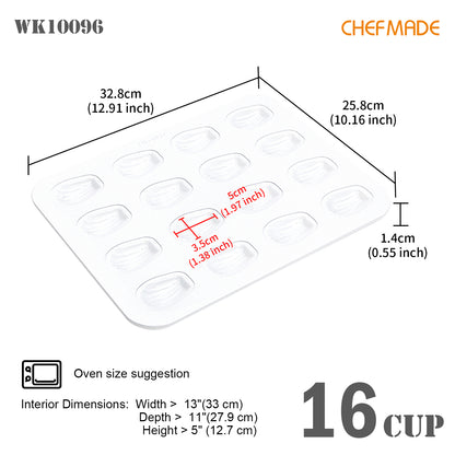 Madeline Cake Pan Oval Shell 16 Well（White）