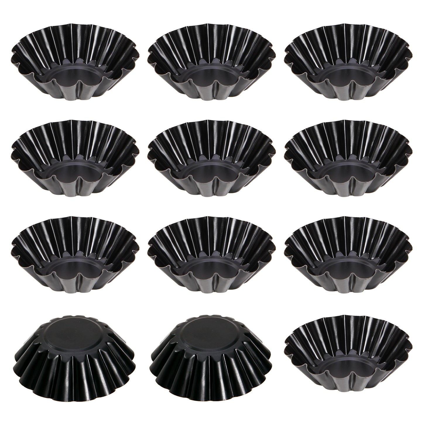 3" 12Pcs Round Tart Pan Set(Black)