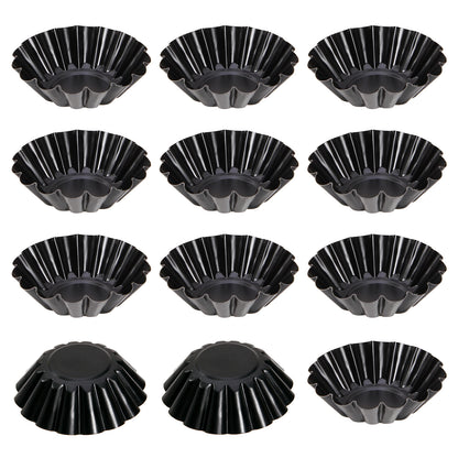 3" 12Pcs Round Tart Pan Set(Black)